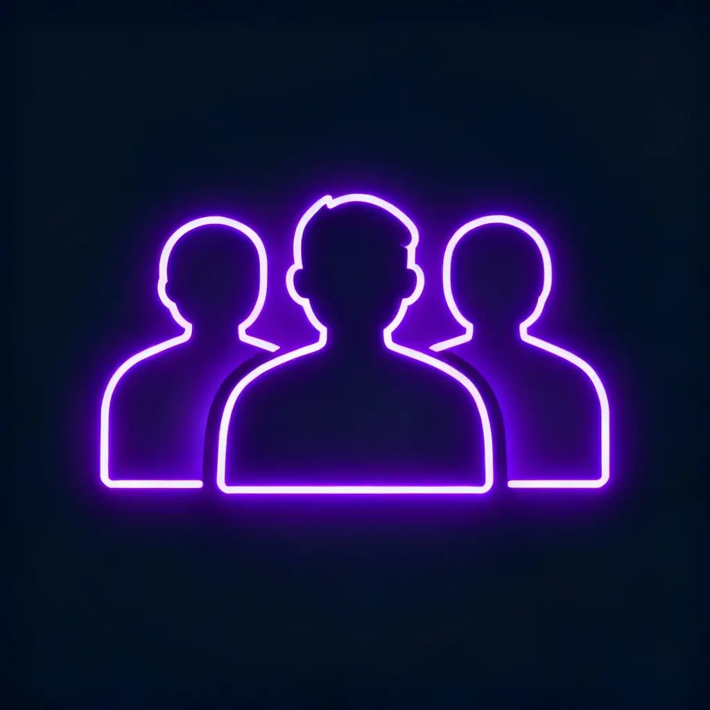 bright purple group of people icon