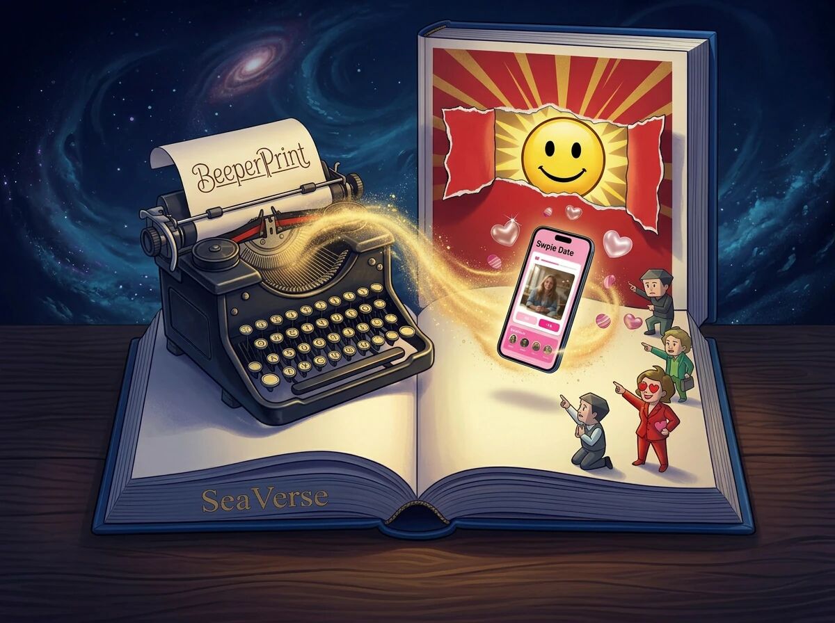 SeaVerse platform visual showing playable AI experiences across games, chat, and interactive